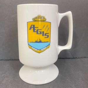 Vintage US Navy AEGIS Crest Pedestal Mug - Hall - Made in USA